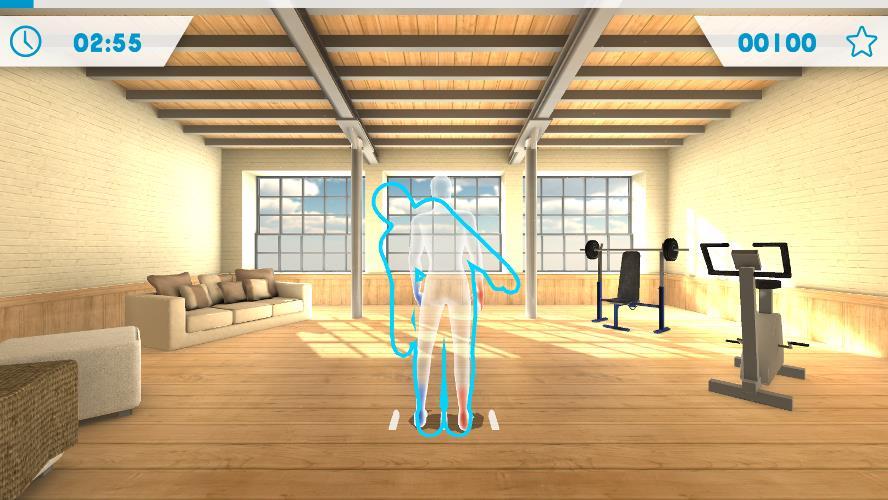 FIT IN THE FIGURE The user must ensure the avatar shape (aligned with their body) matches the shape shown on screen.