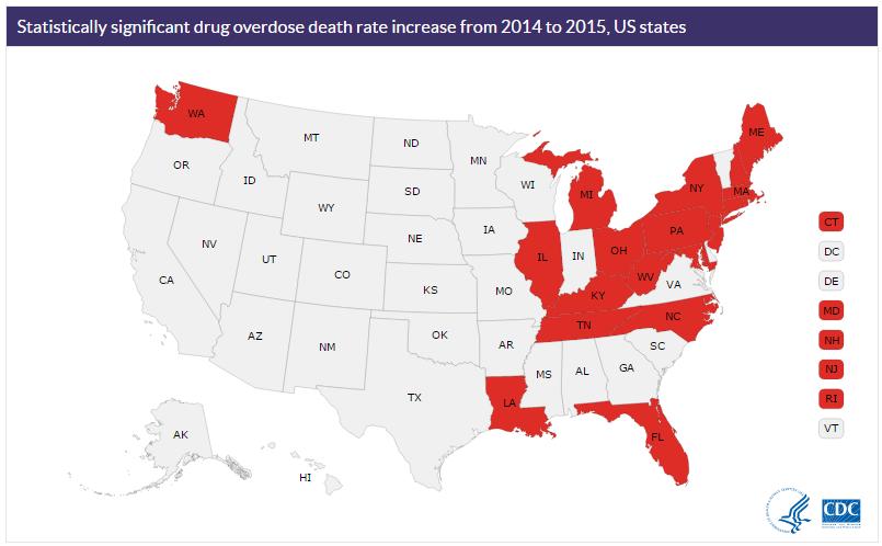 Vermont is the Only Northeastern State without a Statistically Significant Increase in Drug Overdose 2014