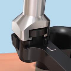 Remove the handle by sliding it off the blades. If further angulation of the blades is needed, the handle can be reattached.
