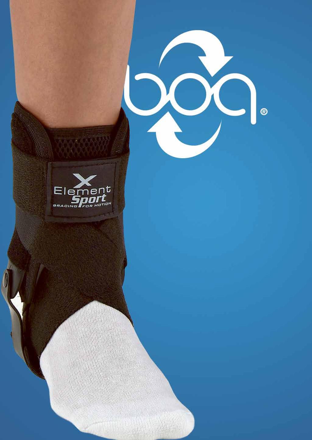 4 Help for Foot & Ankle Element Sport Ankle Brace powered by The Boa Closure System Element Sport Ankle is a hybrid between a hard shell orthosis and a soft brace.
