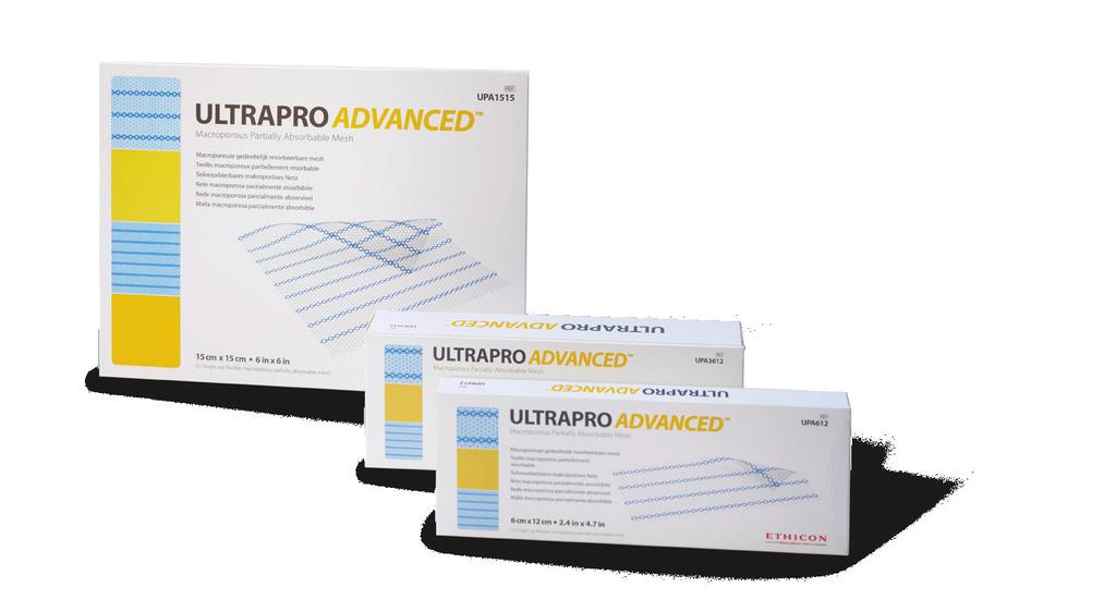 ULTRAPRO ADVANCED Macroporous Partially Absorbable Mesh is available in a range of sizes ULTRAPRO