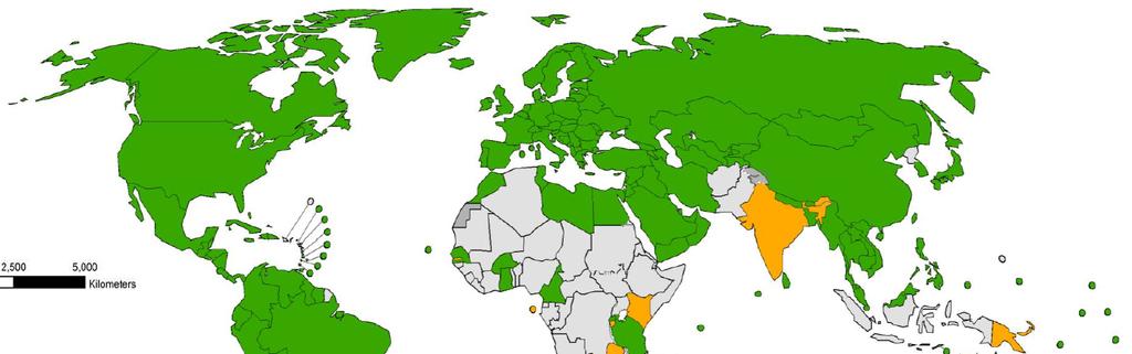 Countries with rubella vaccine in the national immunization programme and planned introductions in 2016 Data source: