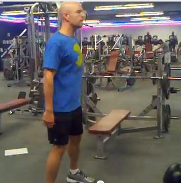 Workout A Bodyweight Squat Stand with your feet just greater than shoulder-width apart.