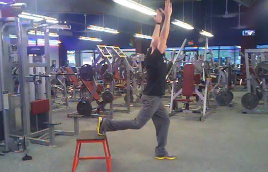 Workout B Spiderman Climb (see above) TD Bulgarian Squat Stand with your feet shoulder-width apart. Place the instep of one foot on a bench.