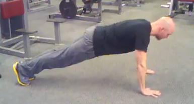 Workout B T-Pushup Keep the abs braced and body in a