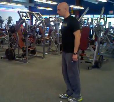 Workout C Walking Lunge Stand with your feet shoulder-width apart.