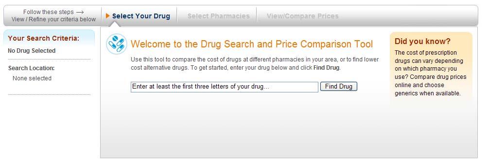COMPARE DRUG COSTS Members can compare drug prices