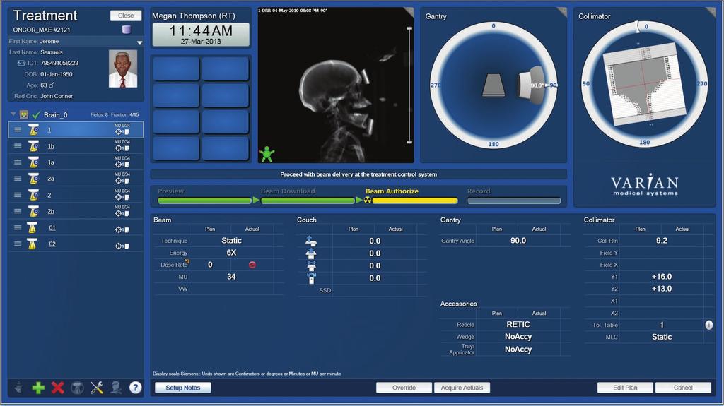 Specifications Varian Treatment 1 Introduction Streamlined Treatment Delivery Management Varian Treatment verifies treatment parameters for a wide variety of radiation therapy treatments with linear