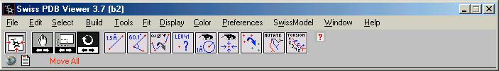 SwissPDB Toolbar Center Translate Zoom Rotate Distance between two atoms Angle between three atoms