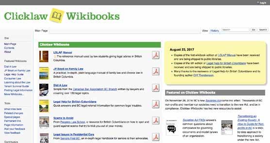 Community Engagement Clicklaw Wikibooks wiki.clicklaw.bc.ca Clicklaw Wikibooks are a series of plain language legal publications written by a group of qualified contributors.
