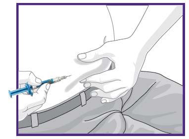 Insert the needle into your skin at about a 45-degree angle.