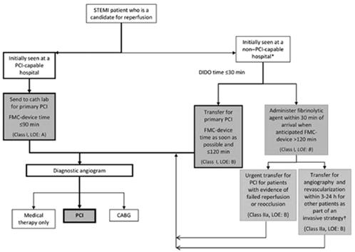 Reperfusion Therapy for Patients with STEMI *Patients with cardiogenic shock or severe heart failure initially seen at a non PCI-capable hospital should be transferred for cardiac catheterization and