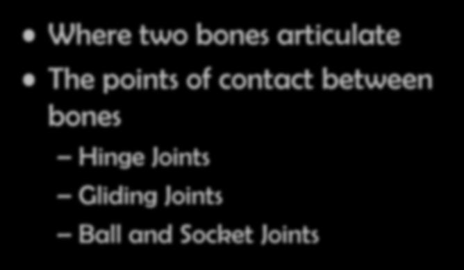 contact between bones Hinge