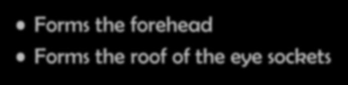 Frontal Bone Forms the forehead