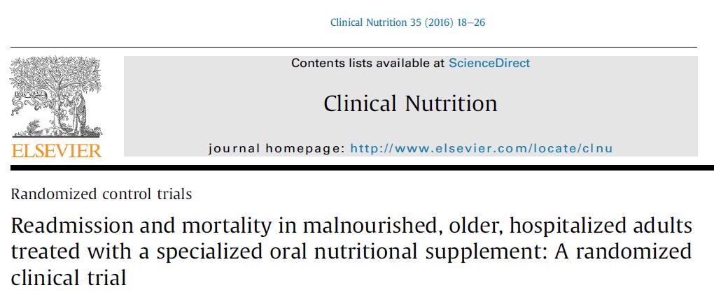 Effect of HMB on Hospitalized patients The NOURISH Study Malnourished older adults hospitalized for congestive heart failure, acute myocardial infarction,