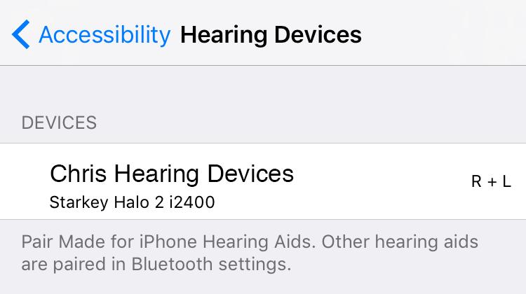 Tap on the Hearing Device Name to connect the hearing