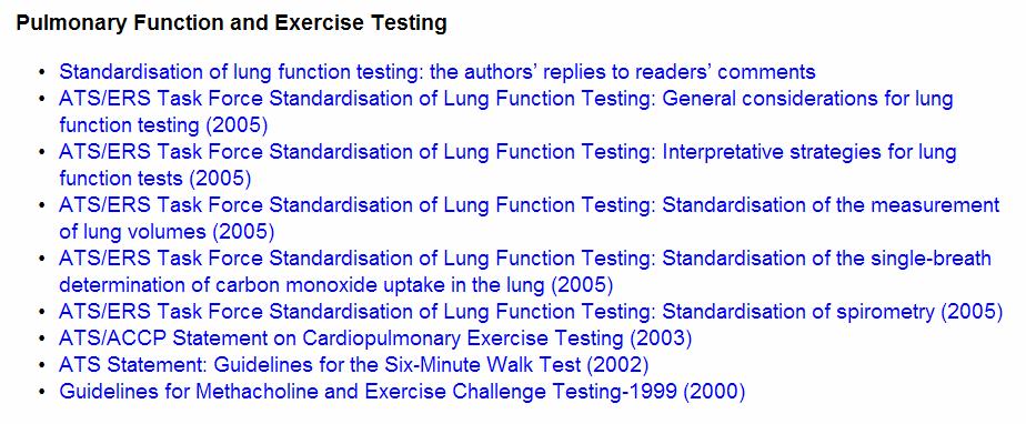 Suggested readings: ATS/ERS TASK FORCE: