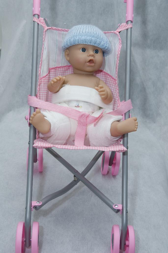 Due to extra weight of the cast care should be taken when using a highchair as it may tip over.