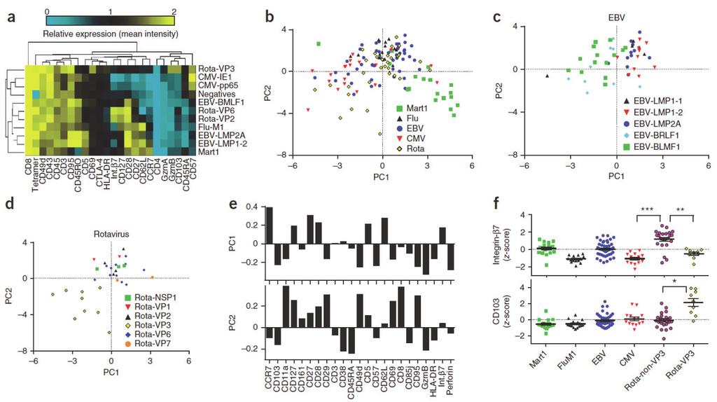This study describes a new Mass Cytometry method for comprehensive T cell analysis that combines 23 marker immunophenotyping with combinatorial tetramer-based screening of over 100 TCR specificities