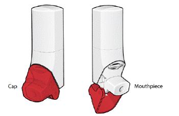 Dry powder inhaler: Ellipta 1. Open the cover of the inhaler by sliding down to expose the mouthpiece until you hear a click. The counter will countdown by one number.
