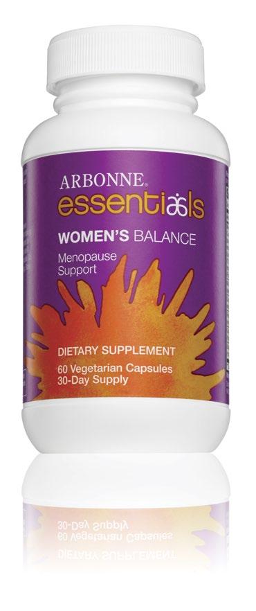 WOMEN S BALANCE MENOPAUSE SUPPORT Balancing blend of phytonutrients helps provide natural, more comfortable transition through menopause Helps manage symptoms associated with menopause, including hot