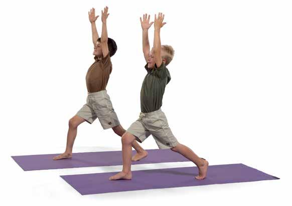 Yoga Calm for Children WARRIOR I Energizes and grounds. Quickly warms the body. Develops strength, endurance, and flexibility. Good confidence builder before a test or a major challenge.
