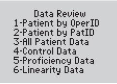 Press 1 to select Data Review. 4.