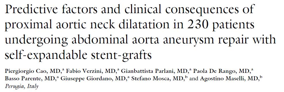 Type 1 Endoleak and Migration in Patients with Aortic Neck Dilatation Aortic neck