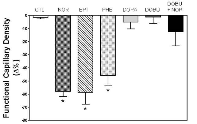 Impact of vasopressors on the microcirculation Normotensive sepsis Nacul F et al Anesth Analg 110:447;2010 No fluids