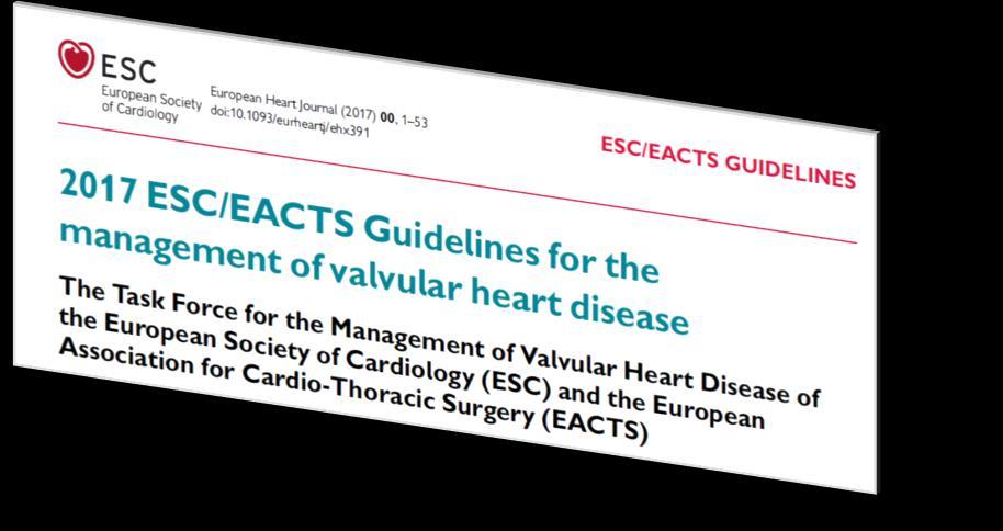 ESC/EACTS 2017 GUIDELINES ON THE MANAGEMENT OF VALVULAR HEART DISEASE Indication for primary MR: Percutaneous edge-to-edge procedure may be considered in patients with symptomatic severe primary