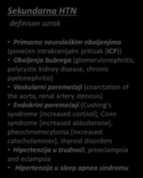poremećaji (Cushing s syndrome [increased cortisol], Conn syndrome [increased aldosterone], pheochromocytoma