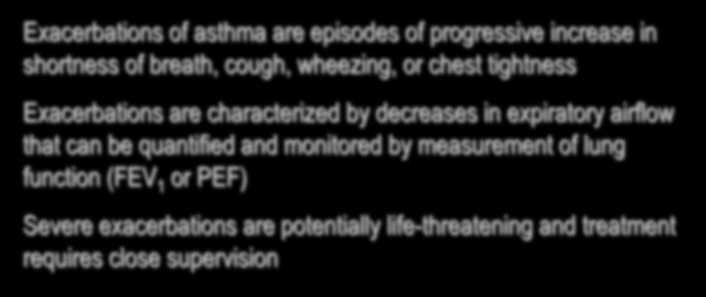 Asthma Management and Prevention Program Component 4: Manage Asthma Exacerbations Exacerbations of asthma are