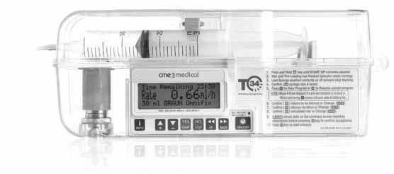 Chapter 7 The syringe driver MCKINLEY SYRINGE DRIVERS McKinley T34 infusion pump (syringe driver) The McKinley T34 syringe driver is used to deliver drugs at a predetermined rate via the subcutaneous