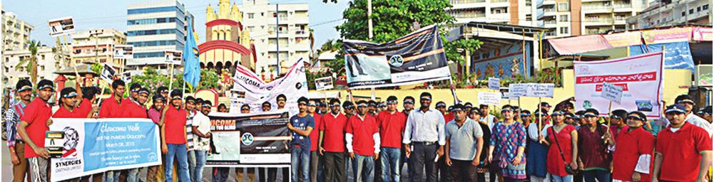 March 8, Glaucoma Awareness Walk DSN Raju, Vice Chancellor, Andhra University flagged of the awareness walk.