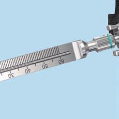 Slide the Philos direct measuring device over the Kirschner wire and determine the length of the required screw. Precaution: Always use a 1.