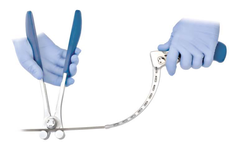 If needed, use the Rod Bender to bend the Rod according to patient anatomy (Figure 29). Do not bend the Rod prior to placing it in the Rod Inserter.
