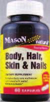 Mason's Body Hair, Skin and Nails Formula is a complete beauty multivitamin with Biotin, Calcium, Gelatin, B vitamins and antioxidants for healthy hair, nail growth, and skin.