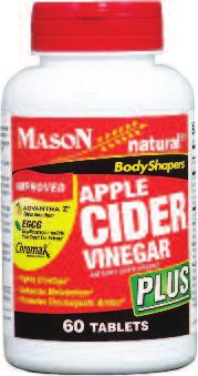 Apple Cider Vinegar is naturally rich in enzymes and minerals and known for its powerful system-cleansing benefits. This popular diet aid promotes fat metabolism and supports appetite control.