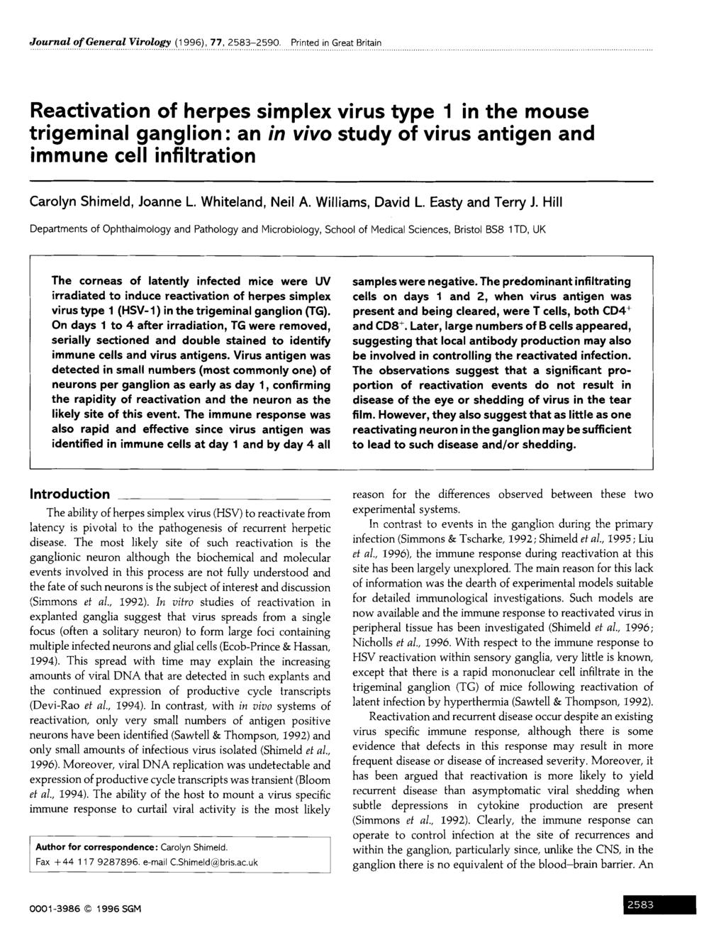 Journal of General Virology (1996), 77, 2583-259.