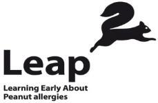 Learning Early About Peanut Allergy (LEAP Study) Screening Randomisation/ Stratification Intervention group Peanut consumed 3 times per week(n