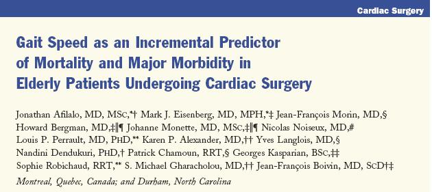 Gait Speed and risk of cardiac surgery Gait speed alone did as