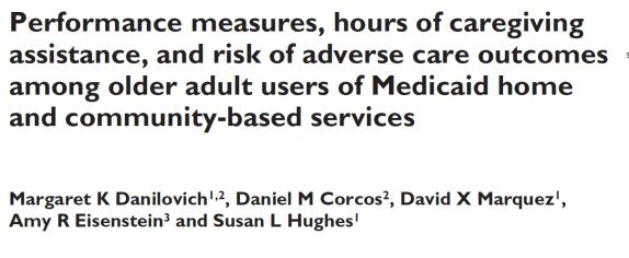 Gait Speed and Formal Caregiving Demand SAGE Open Medicine 2015 Among older adults receiving home and community based services (n=42), gait speed