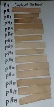 The four cultivars of banana bract extract paper strips prepared by Manual method, Soxhlet method and Rotary Evaporator method showed color reactions when dipped with known ph solutions.