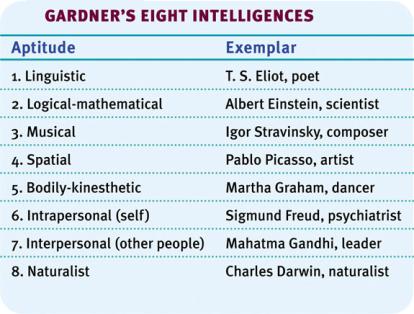 Howard Gardner Gardner proposes eight types of intelligences and speculates about a ninth one existential intelligence.