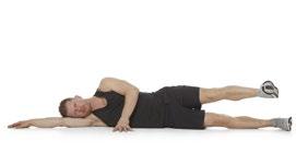 Sideways Leg Lift Lie down on your left side and extend your bottom left arm long with shoulders, feet, and hips stacked Engage your core, relax the upper body, and lift the top leg to the height of