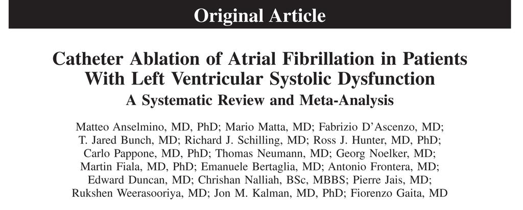 Catheter Ablation of HF: Metanalysis Circ.