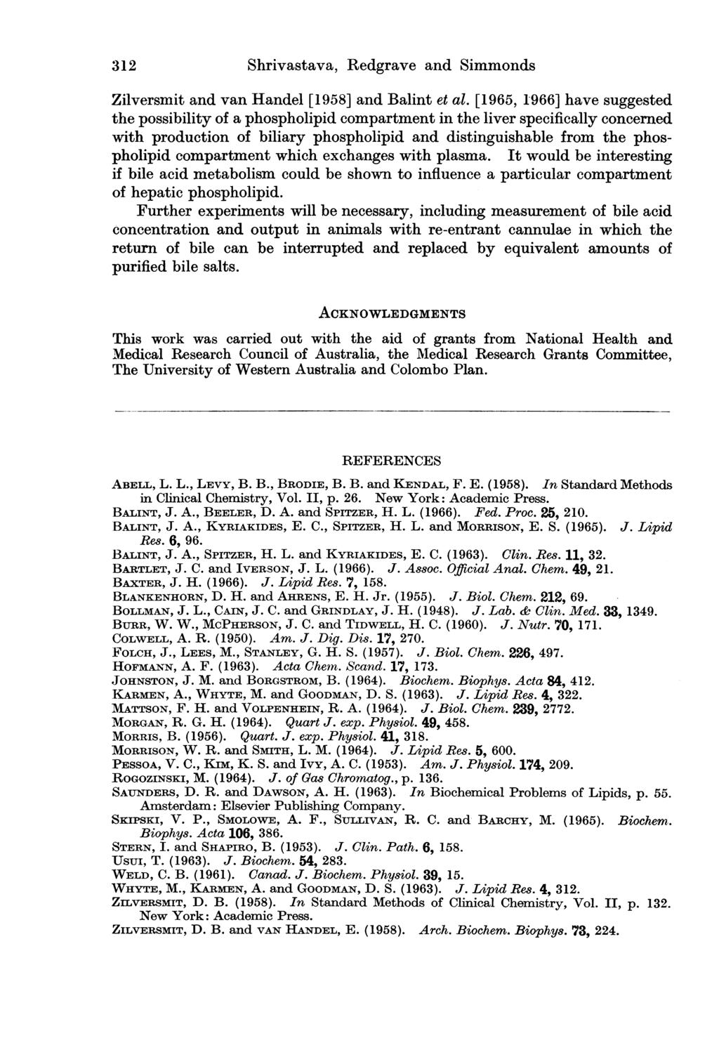 312 Shrivastava, Redgrave and Simmonds Zilversmit and van Handel [1958] and Balint et al.