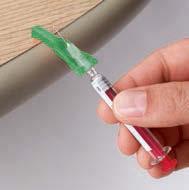 PHASE 3: Cleaning up Step 6. After the injection To prevent needle-stick injuries, before you dispose of the syringe and needle, push the green needle cover toward the needle.