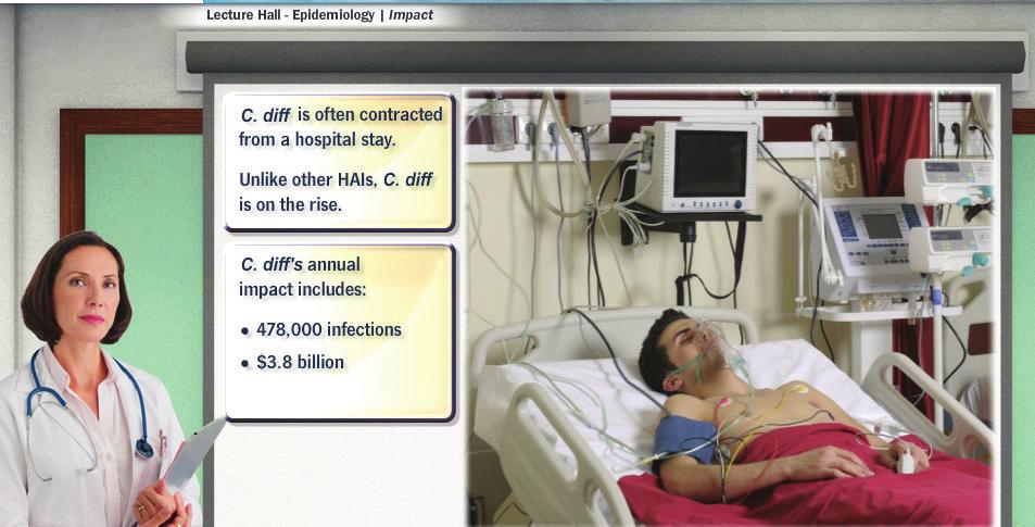 Impact C. diff infections are often acquired in hospitals, with symptoms appearing either in the hospital or shortly after a hospital stay. Unlike other hospital-acquired infections, or HAIs, C.