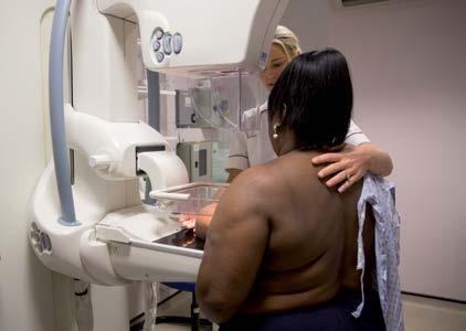 Diagnosing breast cancer 19 Mammogram A mammogram (see below) is a low-dose x-ray of the breast. You will need to take off your top and bra for the mammogram.